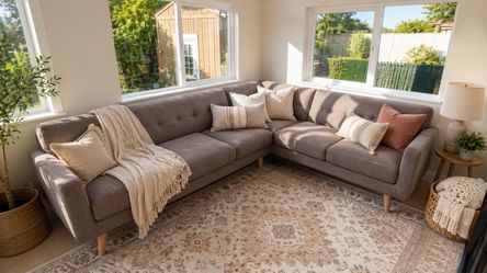 Gray Mid-Century Modern Tufted Sectional Sofa