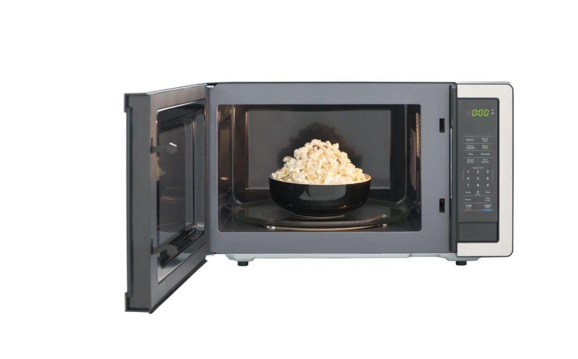 1.1 cu. ft. Countertop Microwave in Stainless Steel with Gray Cavity