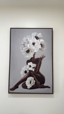 Framed Floral Figure Canvas Wall Art