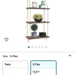 3 Tier Wood Rope Floating Shelves 