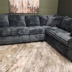 NEW MODEL ALERT! Brand New Byers Market Gunmetal Grey Thick Corduroy RAF 2pc Corner Sectional