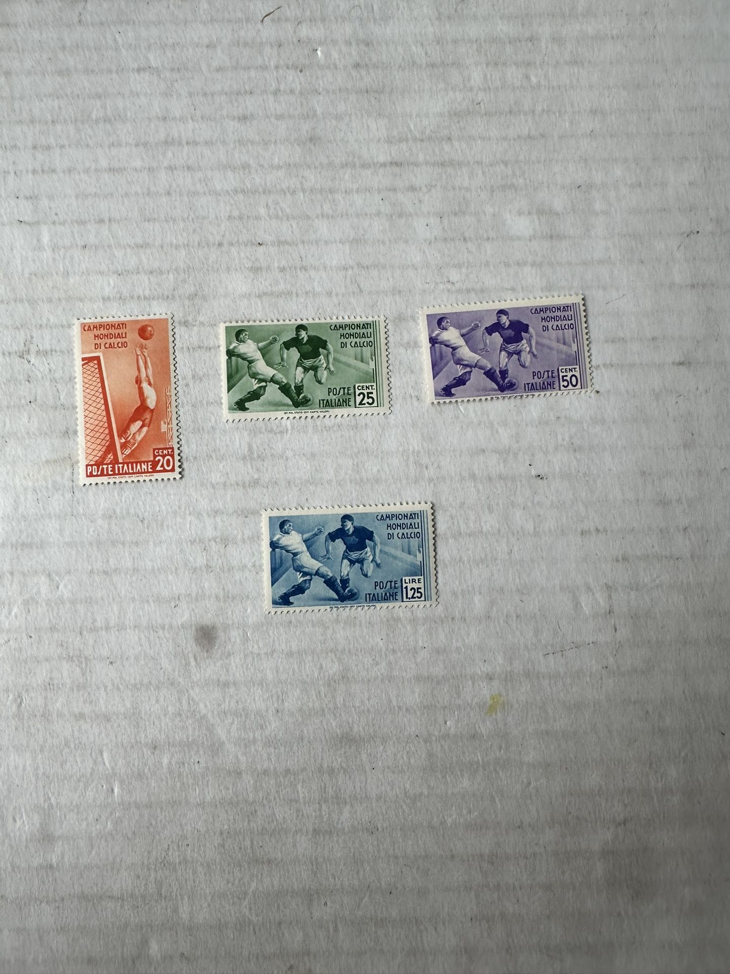 Italian 1934 World Soccer Championships Set Of 4 Stamps 324-327 