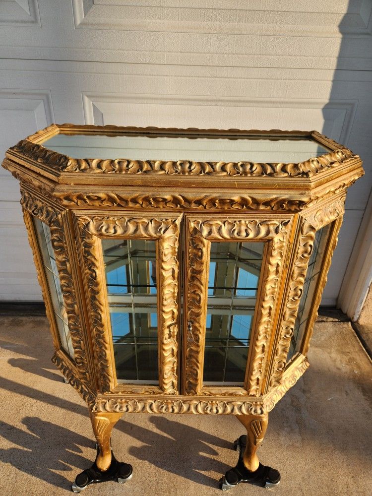 Gorgeous Mirrored Curio With Glass Shelves!