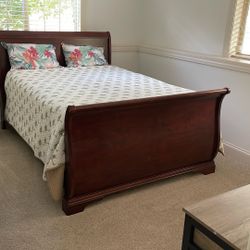 River Wood Bedroom Set, Queen Size With Dresser, Mirror And Night Stand.  Also Bassett Custom Design Couch, Chair And Ottoman, Living Room Set.