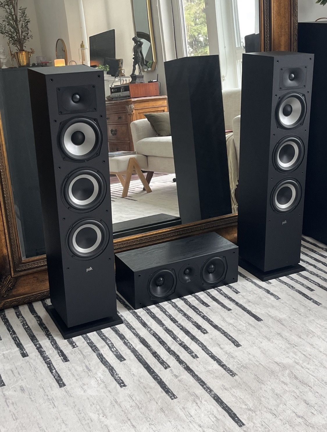 Polk TX60 Towers Speakers, Polk T30 Center Speaker, Home Theatre Surround Sound Audio 