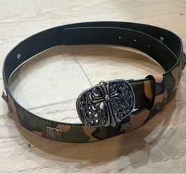 Chrome Hearts Camo Studded Cemetery Buckle Belt