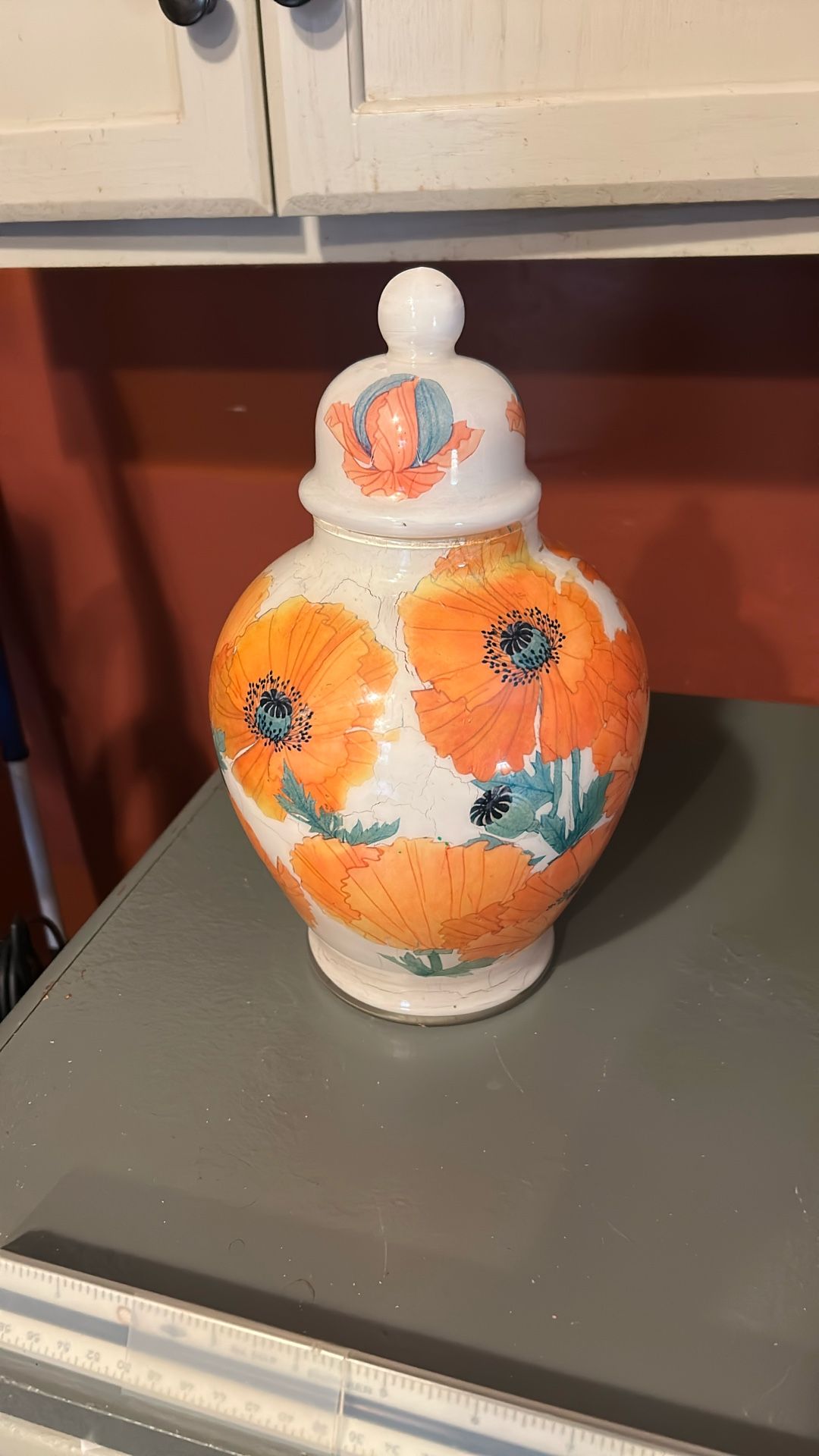 Vintage Vase, Urn. Hand Painted