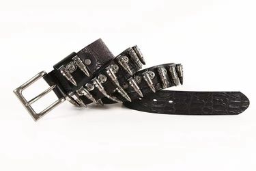 Black Gothic Bullet Studded Leather Belt Y2K Punk Rock Fashion