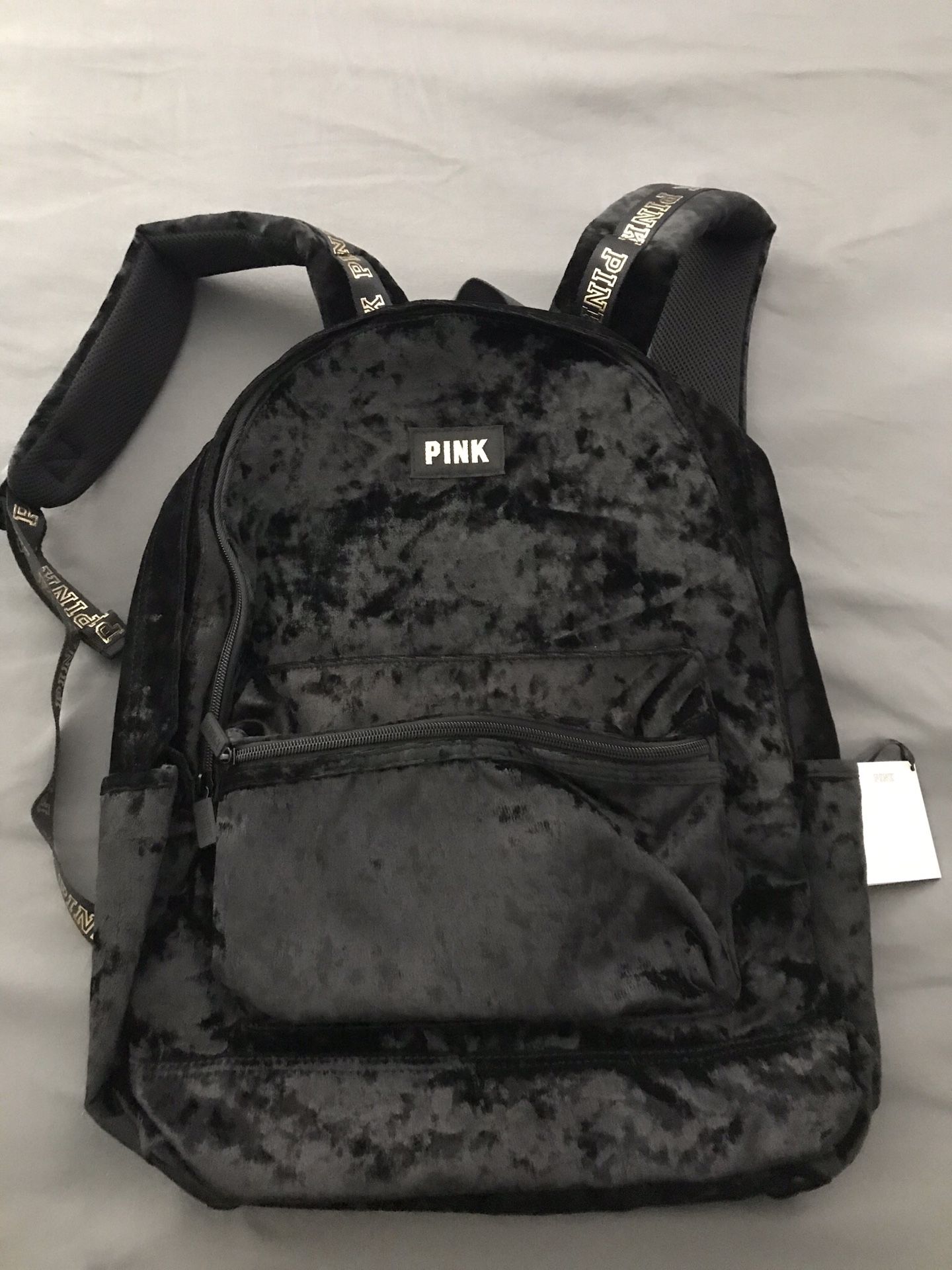 PINK Victoria’s Secret Black Velvet Campus Backpack