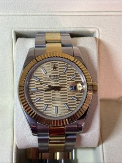 Rolex Men's Datejust 18k Gold 41mm Golden Fluted Julibee Dial RP