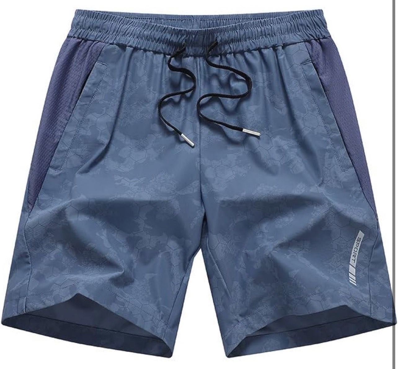 Navy blue xl size Men'sQuick-Dry Athletic Basketball Shorts Camouflage Breathable Mesh Fabric Drawstring Waistband Summer Training Style