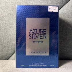 Azure Silver Extreme Pour Homme Eau de Toilette EDT Perfume Scent Spray 3.4 oz/100mL