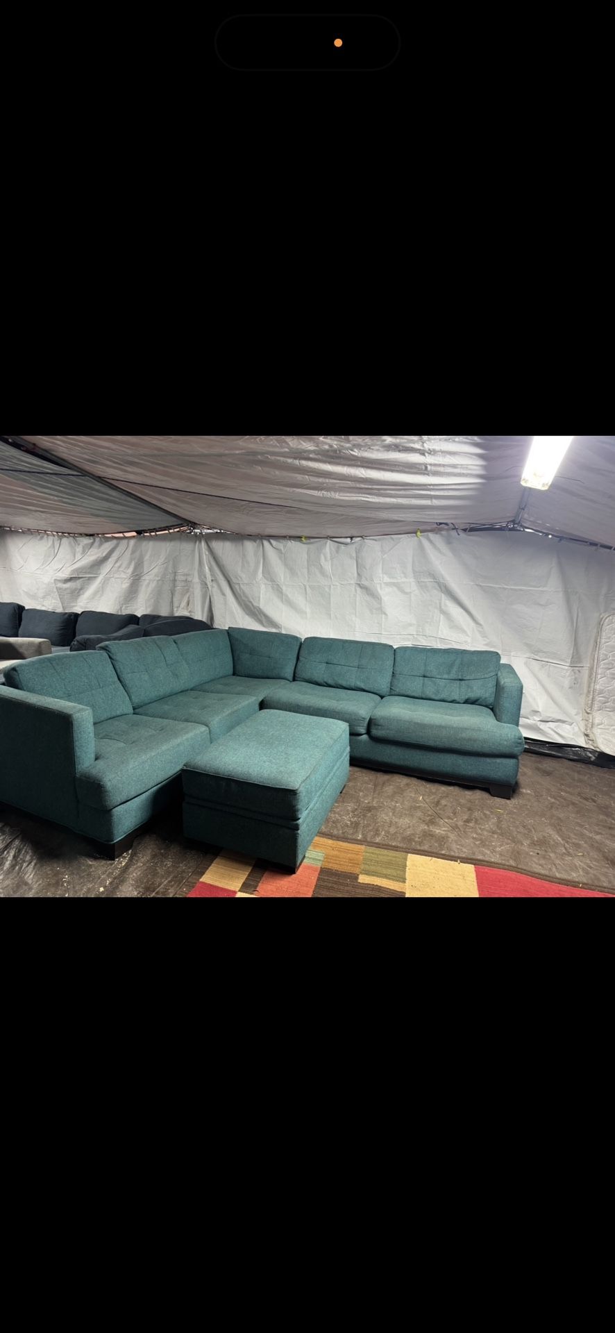 Aqua Color Couch With Storage Ottoman Good Condition Clean We Sell All The Time Delivery $40 Local