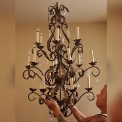 Ornate Crystal Chandelier Dark Metal - Like New - Fayetteville, AR