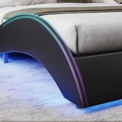 King Bed Frame With LED Lights
