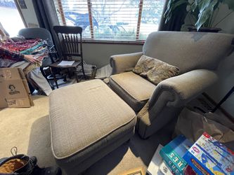 Comfy Chair And Ottoman And Pillow  Thumbnail