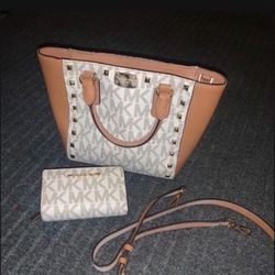 MK MICHAEL KORS PURSE BAG & STRAP CROSSBODY & WALLET MATCHING SET 