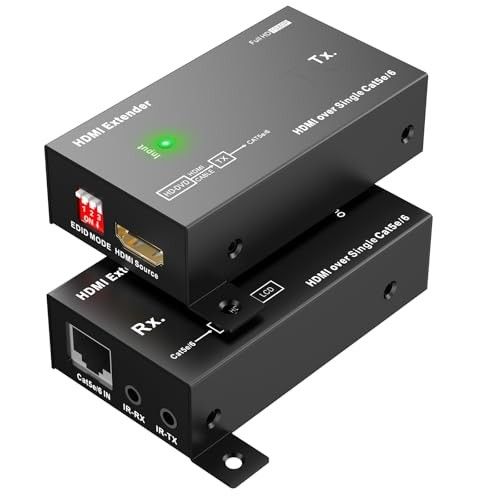 cenmate 1080p@60Hz HDMI Extender Over Single Cat5e/Cat6/Cat 7, Up to 164 FT, HDMI Over Ethernet, Supports Bidirectional IR, 3D, HDCP, EDID, POCcenmate