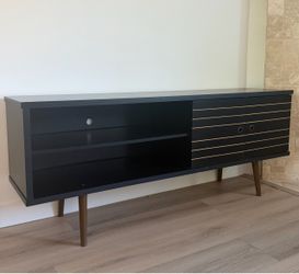Mid-Century Modern Black TV Stand Console