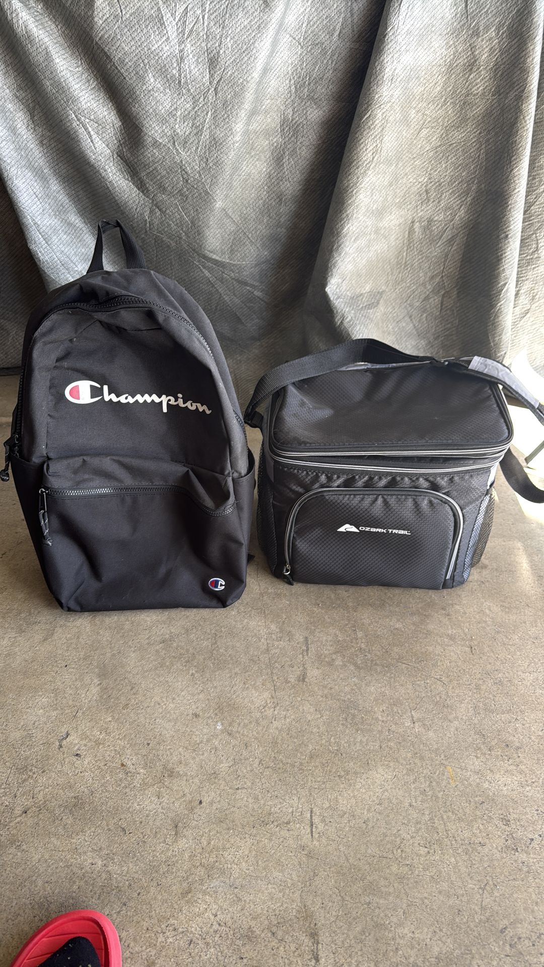 champion back pack and ozark trail cooler