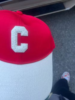 Red Baseball Cap with Letter Celine