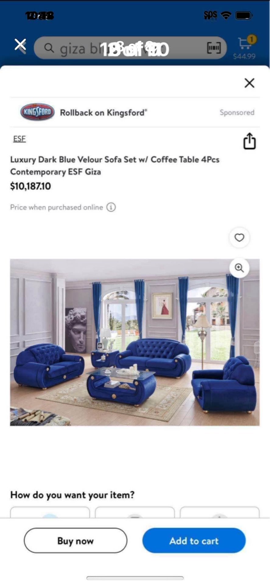 blue Giza livingroom complete setup $11500 6 pieces