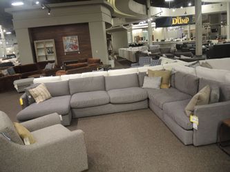 Caliber Lincoln Park 5 Piece Sectional - Gray | L-Shaped Couch | Corner Couch