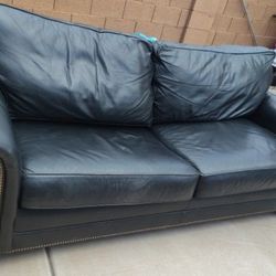 Very Nice Real Leather Black Sofa Couch