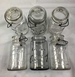 6 Vintage Ball, Atlas and Kerr Quart Canning Jars