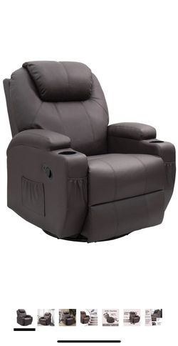 Rocking Chair Recliner Chair with Massage and Heating 360 Degree Swivel Ergonomic Lounge Chair Classic Single Sofa with 2 Cup Holders Side Pockets Li