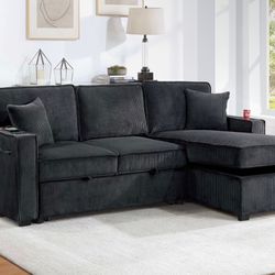 Corduroy Sectional Sleeper With Storage
