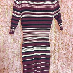 Striped Purple Colored Dress Sz L