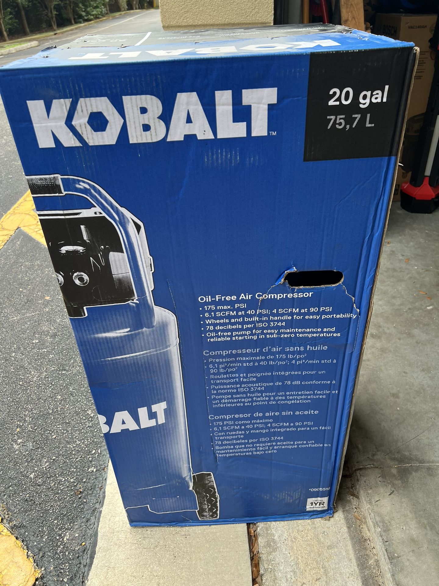 BRAND NEW Kobalt 20 Gallon Portable Electric 175 PSI Air Compressor #LK20175