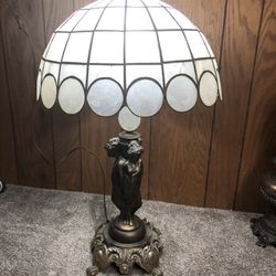 Glowing Capiz Shaded Antique Lamp