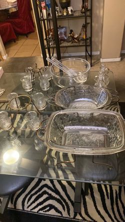 Fantasia glass serving dishes/ salad bowl and votive holders