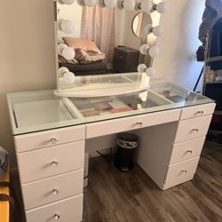 Impressions Vanity Mirror With 9 Drawer Desk