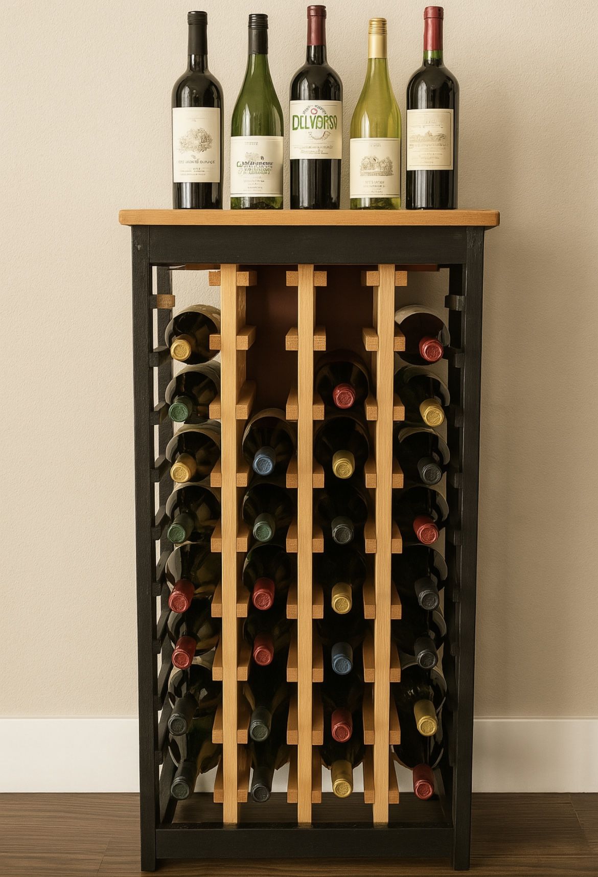 Solid Pine Wood 44 Bottle Wine Rack