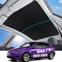 Upgraded Sunshade Roof For Tesla Model Y 2025-2020 [Never Sag] Heat Insulation Glass Roof Sunshade For Tesla Model Y Accessories,Visor Sunroof Sun Sha