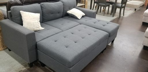 charcoal gray reversible sofa chaise sectional