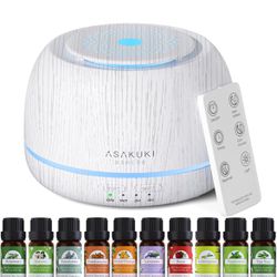 Premium Essential Oil Diffuser with 10 Oil Set &Remote Control, 5 in 1 Ultrasonic Aromatherapy Fragr