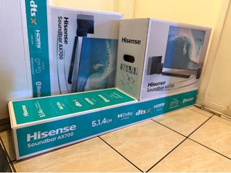 Hisense - (AX700) 5.1.4 Ch. Soundbar Home Theater System | Dolby Atmos • Wireless Sub • 710W Peak Power