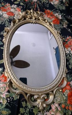Syroco mirror, oval, gold, cherubs