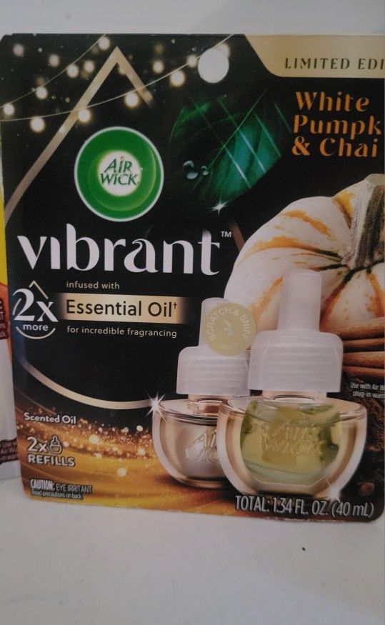 Air Wick Vibrant Plug-In Scented Oil Air Freshener Warmer Refills White Pumpkin & Chai (2 Count) For $5