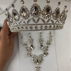 Silver Crown With Jewelry 