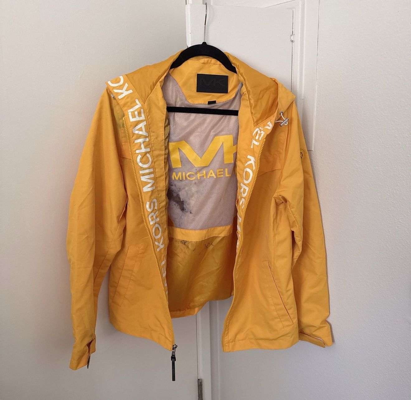 Michael kors yellow windbreaker rain jacket