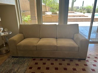Beige 3-Seat Upholstered Sofa