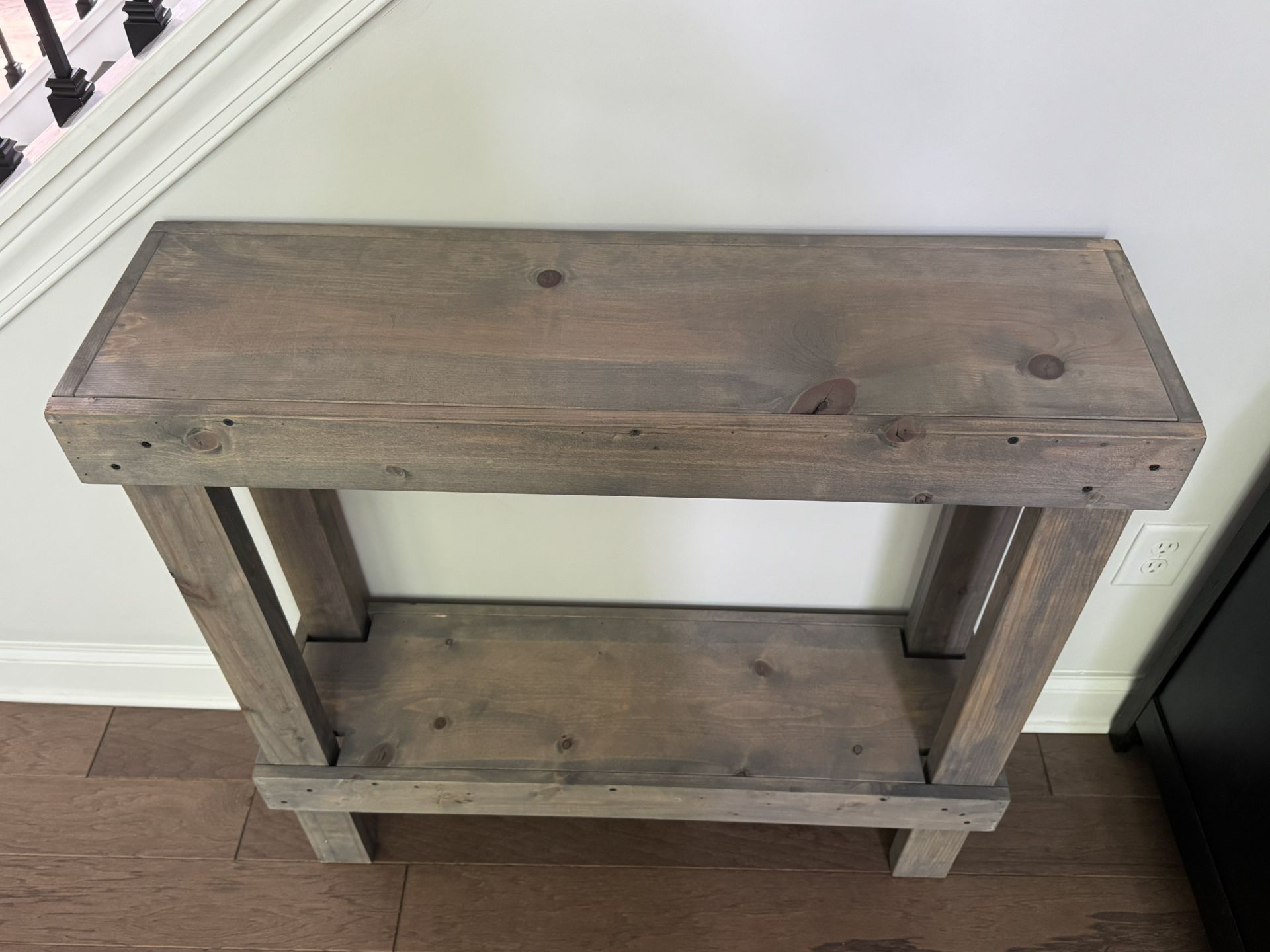 Gray wood console table