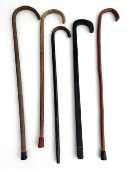 Vintage Wood Shepherd Crook Canes Bundle - 36" Walking Canes