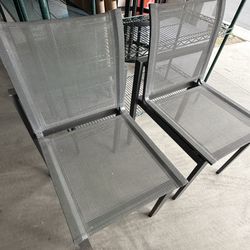 Set Of 2 Outdoor Mesh Aluminum Patio Dining Chairs