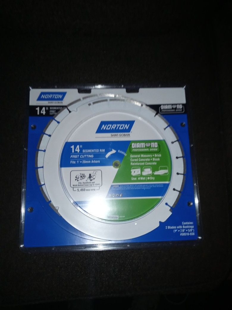New Norton 14 Inch Segmented Diamond Blade 2 Pack